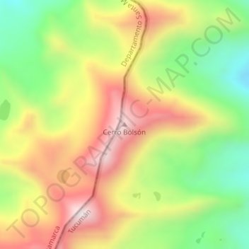 Topografisk kort Cerro Bolsón, højde, terræn
