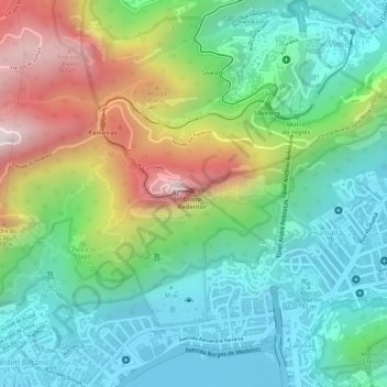Topografisk kort Corcovado, højde, terræn