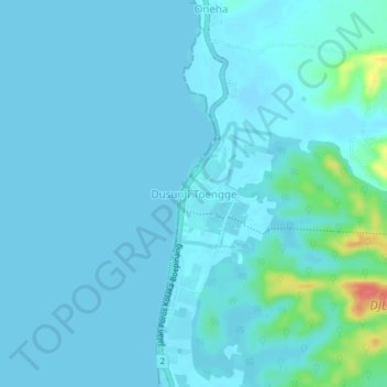 Topografisk kort Dusun I Toengge, højde, terræn