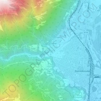 Topografisk kort Mocogna, højde, terræn