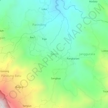 Topografisk kort Banti, højde, terræn
