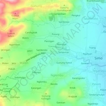 Topografisk kort Kleben, højde, terræn