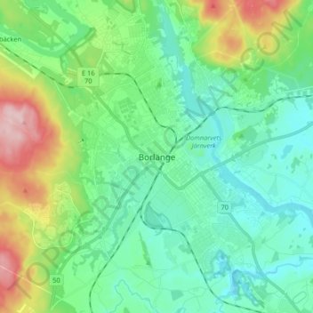 Topografisk kort Borlänge, højde, terræn