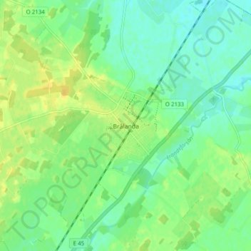 Topografisk kort Brålanda, højde, terræn