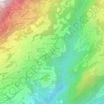 Topografisk kort Luc (Ayent), højde, terræn