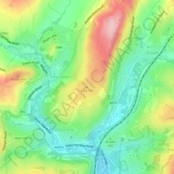 Topografisk kort Lark Hill, højde, terræn