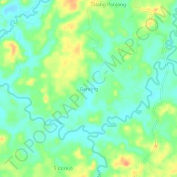 Topografisk kort Genting, højde, terræn