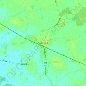 Topografisk kort Søllested, højde, terræn