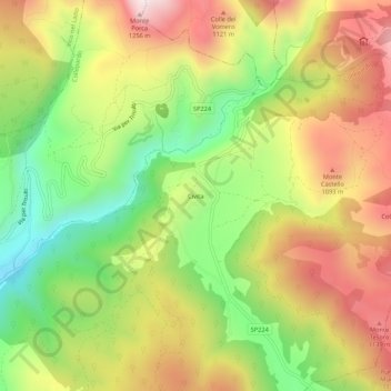 Topografisk kort Civita, højde, terræn