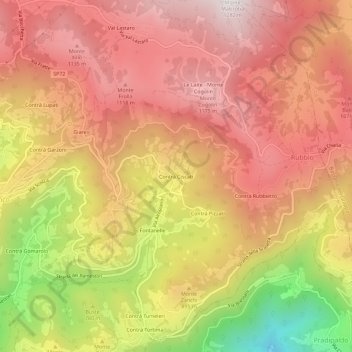 Topografisk kort Contrà Ciscati, højde, terræn