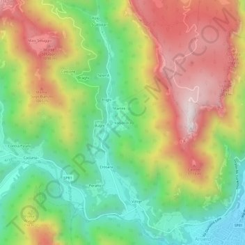 Topografisk kort Valsondrà, højde, terræn