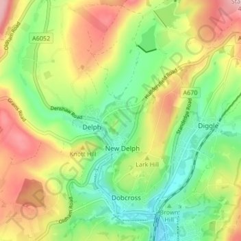 Topografisk kort Dale, højde, terræn