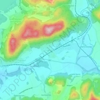 Topografisk kort Launsdorf, højde, terræn