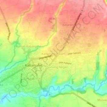 Topografisk kort Kampung Dalam, højde, terræn