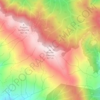 Topografisk kort Monte Ginezzo, højde, terræn