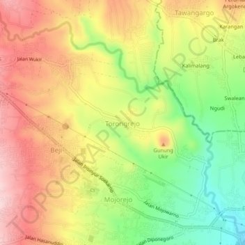 Topografisk kort Torongrejo, højde, terræn