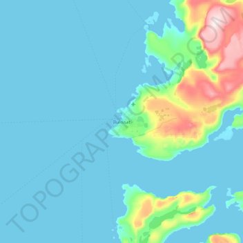 Topografisk kort Ilulissat, højde, terræn