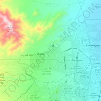 Topografisk kort El Challao, højde, terræn