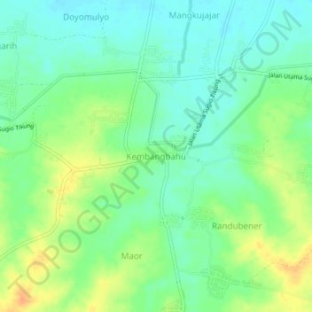 Topografisk kort Kembangbahu, højde, terræn