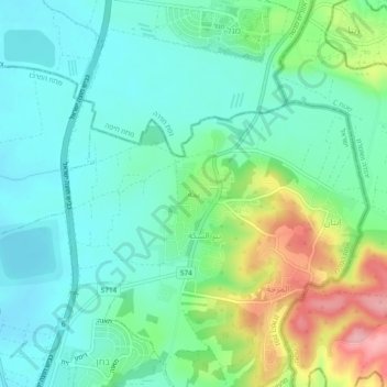 Topografisk kort Yama, højde, terræn