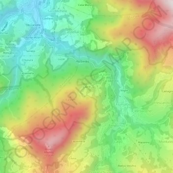 Topografisk kort Caprili, højde, terræn