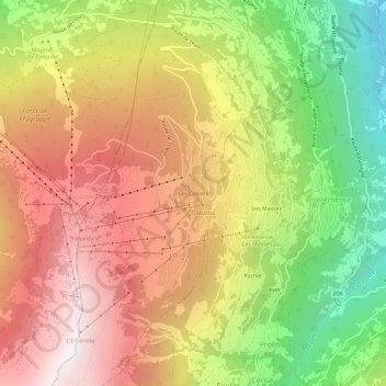 Topografisk kort Les Collons, højde, terræn