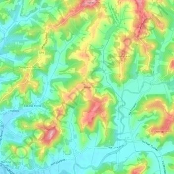 Topografisk kort Renai, højde, terræn