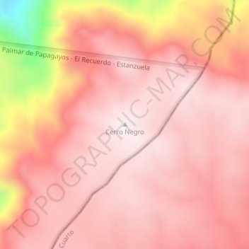 Topografisk kort Cerro Negro, højde, terræn