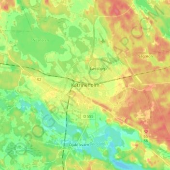 Topografisk kort Katrineholm, højde, terræn