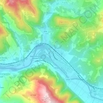 Topografisk kort Le Sieci, højde, terræn