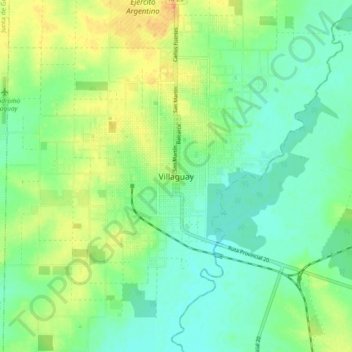 Topografisk kort Villaguay, højde, terræn