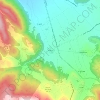 Topografisk kort Piediripa, højde, terræn