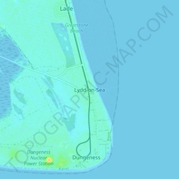 Topografisk kort Lydd-on-Sea, højde, terræn