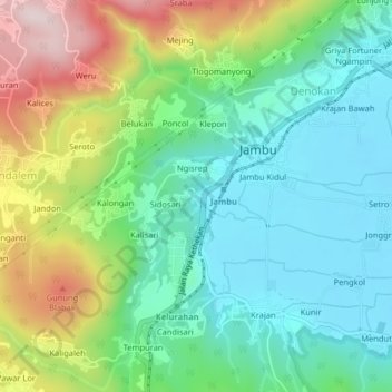 Topografisk kort Dedor, højde, terræn