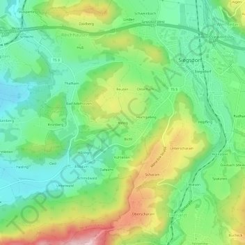 Topografisk kort Alzing, højde, terræn