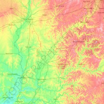 Topografisk kort Greene, højde, terræn
