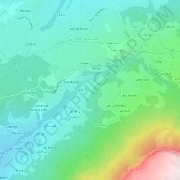 Topografisk kort La Croze, højde, terræn