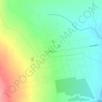 Topografisk kort Guandacol, højde, terræn