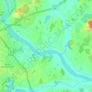 Topografisk kort Nyckelby, højde, terræn