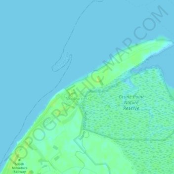 Topografisk kort Milefortlet 9, Skinburness, højde, terræn