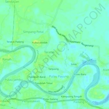 Topografisk kort Sumpadang, højde, terræn