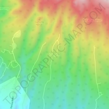 Topografisk kort Langko, højde, terræn
