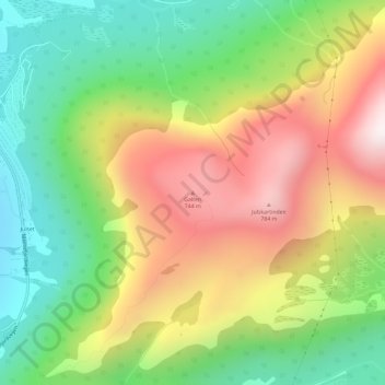 Topografisk kort Galten, højde, terræn