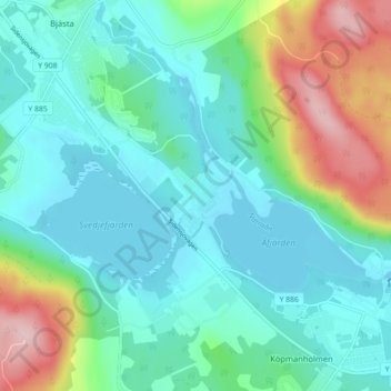 Topografisk kort Åmynnet, højde, terræn