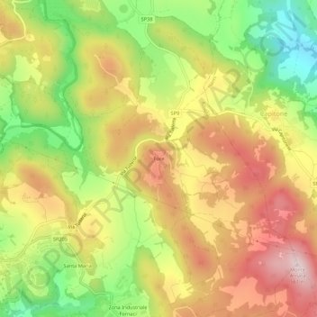 Topografisk kort Foce, højde, terræn