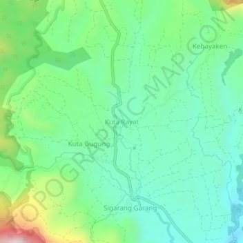 Topografisk kort Kuta Rayat, højde, terræn