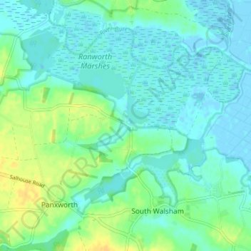 Topografisk kort Ranworth, højde, terræn