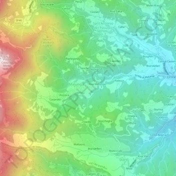 Topografisk kort Fecchiera, højde, terræn