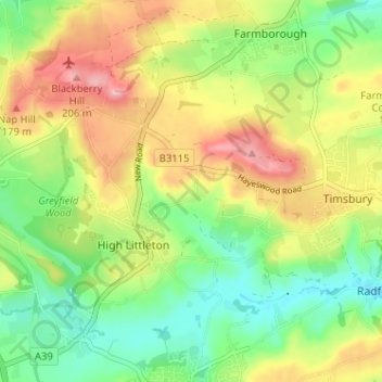 Topografisk kort Mearns, højde, terræn