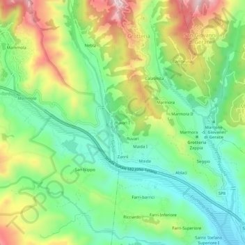 Topografisk kort Ruvari I, højde, terræn